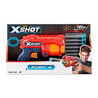 Скорострельный бластер X-Shot Red 36377R EXCEL FURY 4 (16 патронов), World-of-Toys