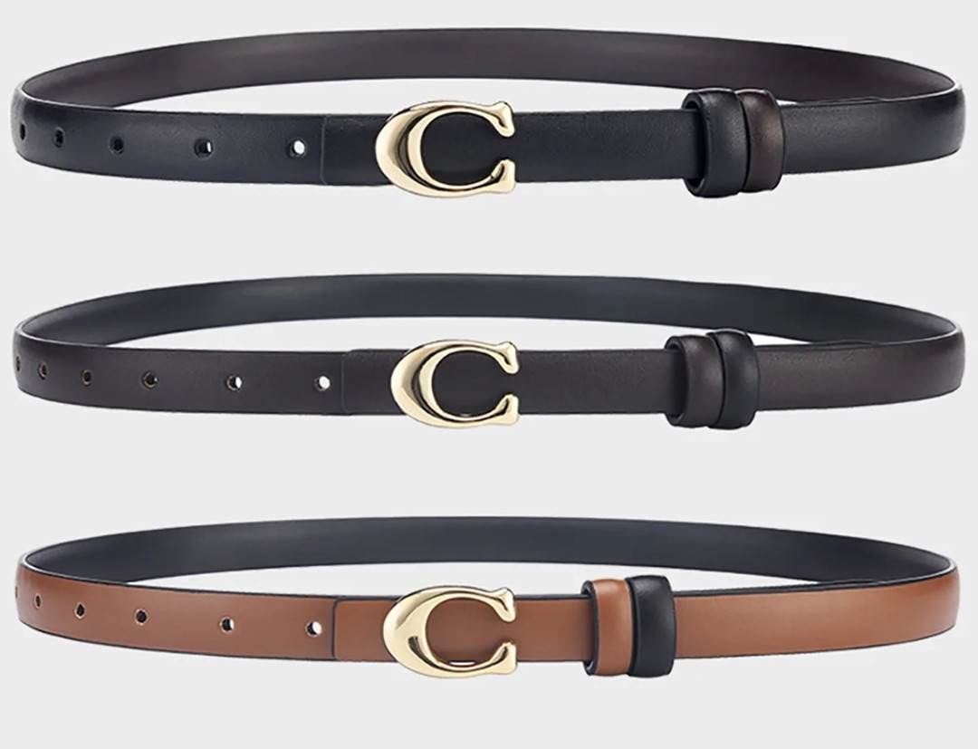 Ремінь жіночий Coach екошкіра чорний коричневий, фото 1