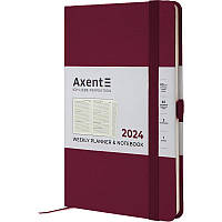 Еженедельник датированный 2024 Axent Partner Strong 125 х 195 разные цвета винный