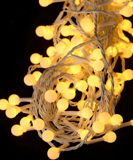 Гірлянда світлодіодна Кульки на ялинку 200 LED 10мм 10м білий провід, фото 1