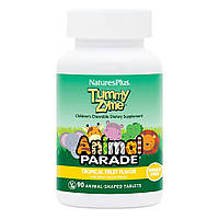 Пробиотики и пребиотики Natures Plus Animal Parade Children's Tummy Zume, 90 жевательных таблеток Тропические