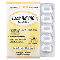 Пробиотики и пребиотики California Gold Nutrition LactoBif 100 Probiotics, 30 вегакапсул