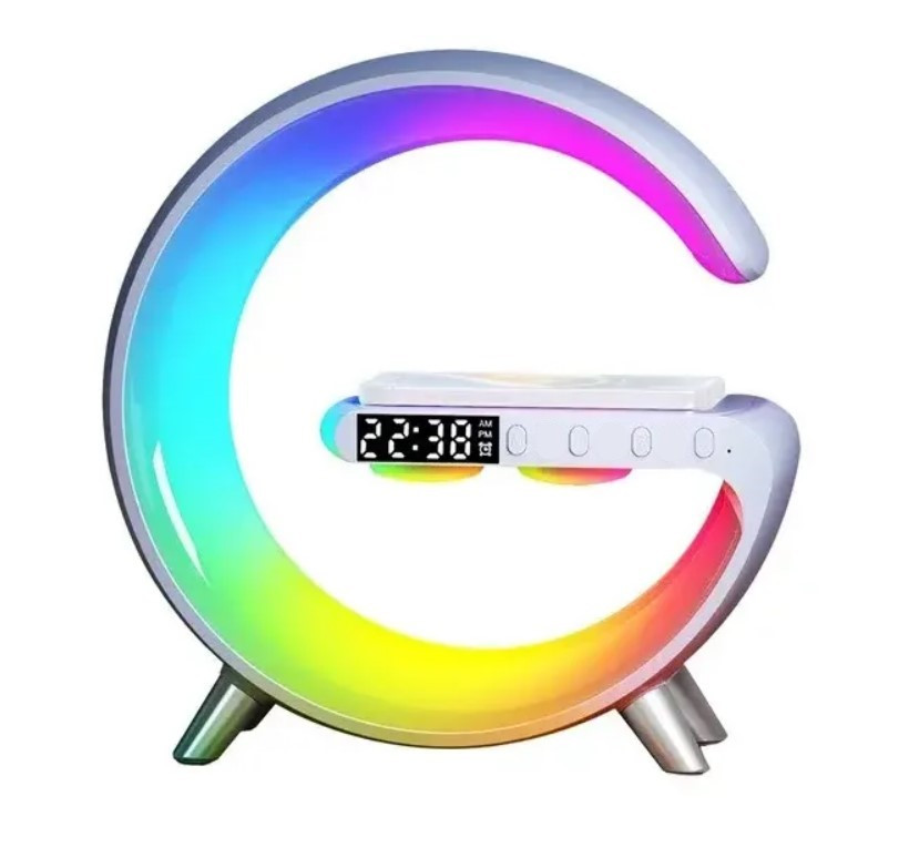 Розумна настільна бездротова лампа Bluetooth із зарядкою та будильником Smart Light Machine BT3402, фото 1