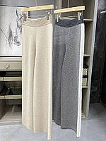 Женские трендовые брюки свободного кроя кюлоты кашемир шерсть шнурок высокая посадка комфортные беж, серый
