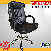 Офісне Крісло для Керівника Bonro B-607 Чорне Крісло для Офісу до 120 кг Шкіряне Поворотне Крісло з Механізмом TILT