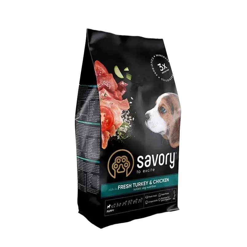 Сухий корм для цуценят Savory 3 кг (індичка та курка), фото 1