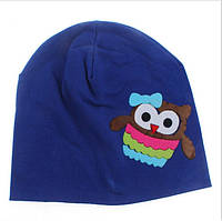 Детская шапка с совенком синяя