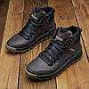 Чоловічі зимові шкіряні черевики кросівки (натуральна шкіра) коричневі на хутрі, чоловіче взуття на зиму, розмір 40 41 42 43 44 45, фото 6