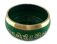 Тибетская бронзовая поющая чаша " Будда" зеленая 14см (34848)