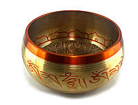 Тибетская бронзовая поющая чаша "Будда" оранжевая 18см (34846)