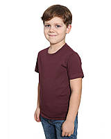 Детская однотонная футболка на мальчика 122, Бордовий