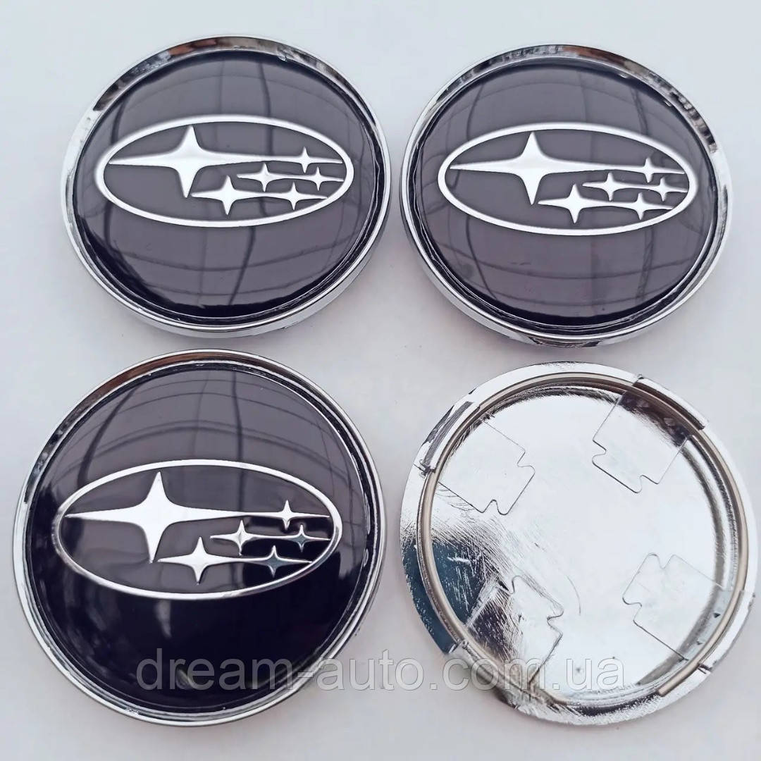 Ковпачки в диски Subaru 58*63 мм чорні, фото 1