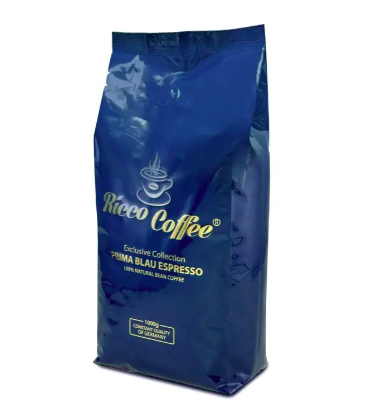 Кава зернова 1 кг Ricco Coffee Prima Blau Espresso Italiano арабіка10%/робуста90%