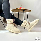 Модні жіночі дутики сноубутси стьобані зимові молочні 38 рр, фото 2