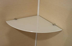 Полиця скляна кутова 6 мм яскраво-біла 20 х 20 см у комплекті з кріпленнями