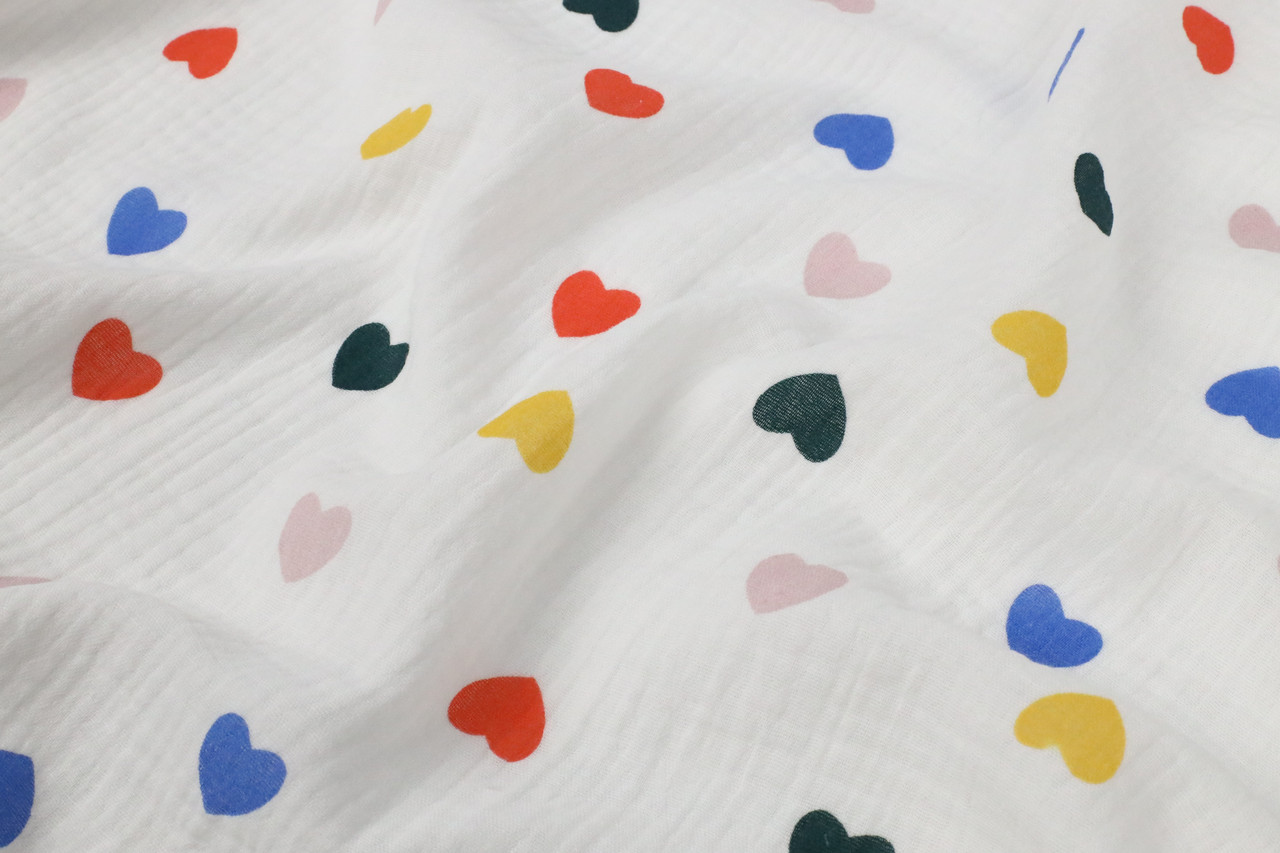 Муслін жатка Сердечка різнокольорові 135 см