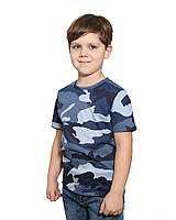Детская камуфлированая футболка на мальчика 152, Синій