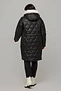Тепла зимова стьобана чорна куртка великий розмір 52 54 56 58 60 Тоня, фото 3