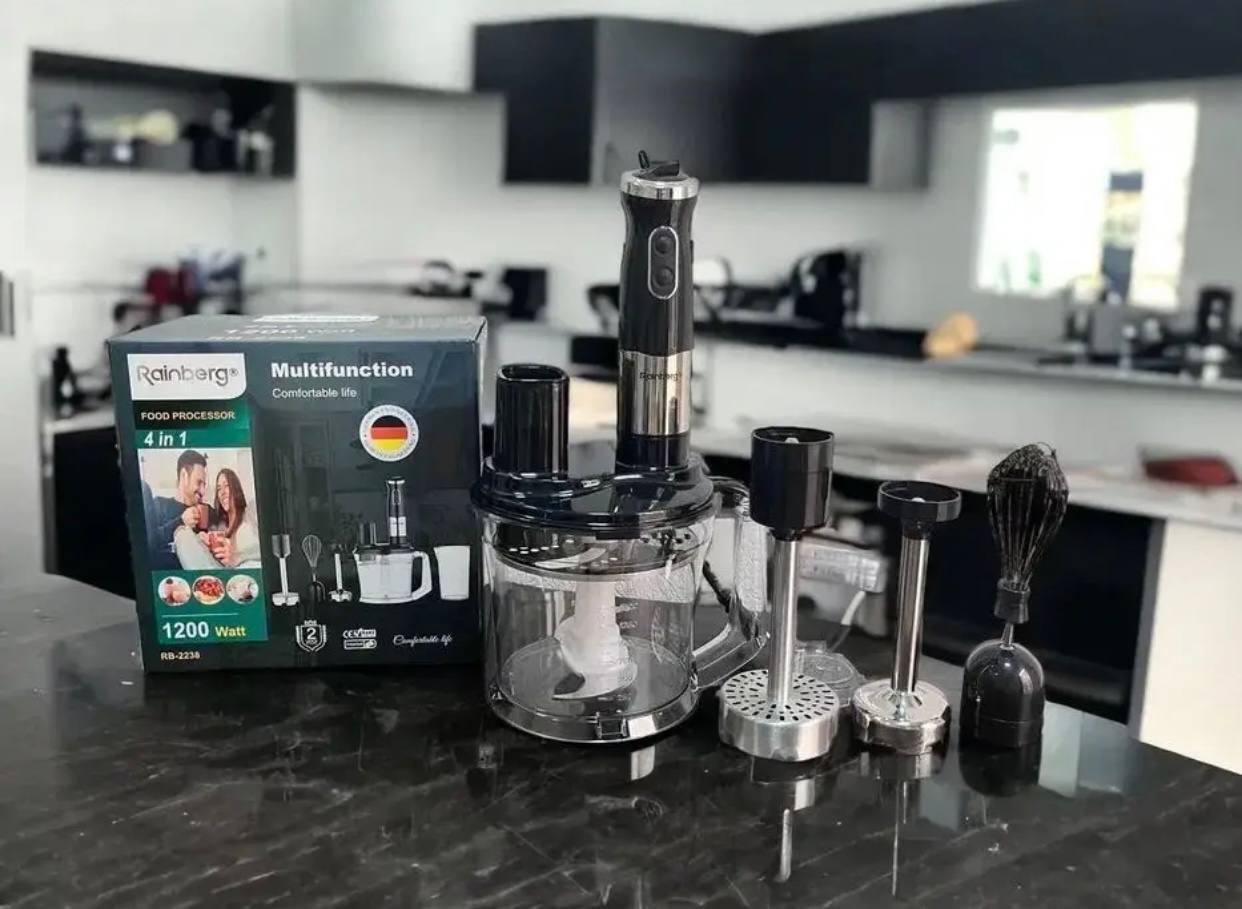 Блендер Rainberg RB-2238 1200W 4в1 заглибний блендер подрібнювач, фото 1