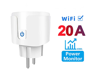 Розумна розетка з Wi-Fi, 20А, 220В з лічильником енергії, фото 1