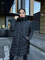 Куртка зимняя женская NOBILITAS 42 - 56 черная плащевка стеганная плащевка Канада (арт. 23043 )