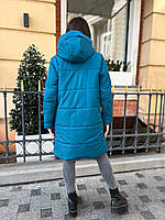 Куртка зимняя женская NOBILITAS 42 - 56 бирюзовая плащевка стеганная плащевка Канада (арт. 23043 )