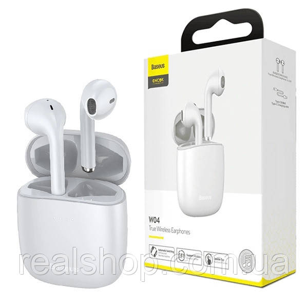 Беспроводные Bluetooth наушники BASEUS Encok W04 True Wireless Earphones NGW04-02 Білі
