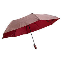 Зонт складной тёмно красный с серебристым RAIN PROOF