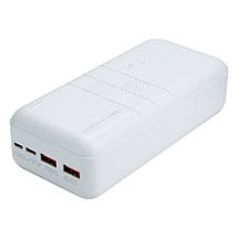 Портативний Power Bank XO-PR189 30000 mAh зовнішній акумулятор повербанк для смартфона швидка зарядка Білий, фото 3
