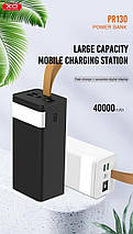 Портативний Power Bank XO-PR130 40000 mAh зовнішній акумулятор повербанк для смартфона швидка зарядка ліхтарик, фото 5