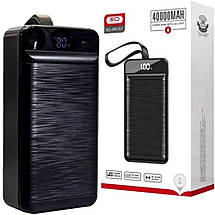 Портативний Power Bank XO-PR157 40000 mAh зовнішній акумулятор повербанк для смартфона швидка зарядка ліхтарик, фото 6