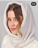 Модний капор Норка на флісі світло-сірий