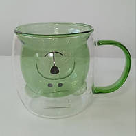 Кружка Зеленый Умка двойное стекло 250 мл термокружка пиала Умка чашка термо
