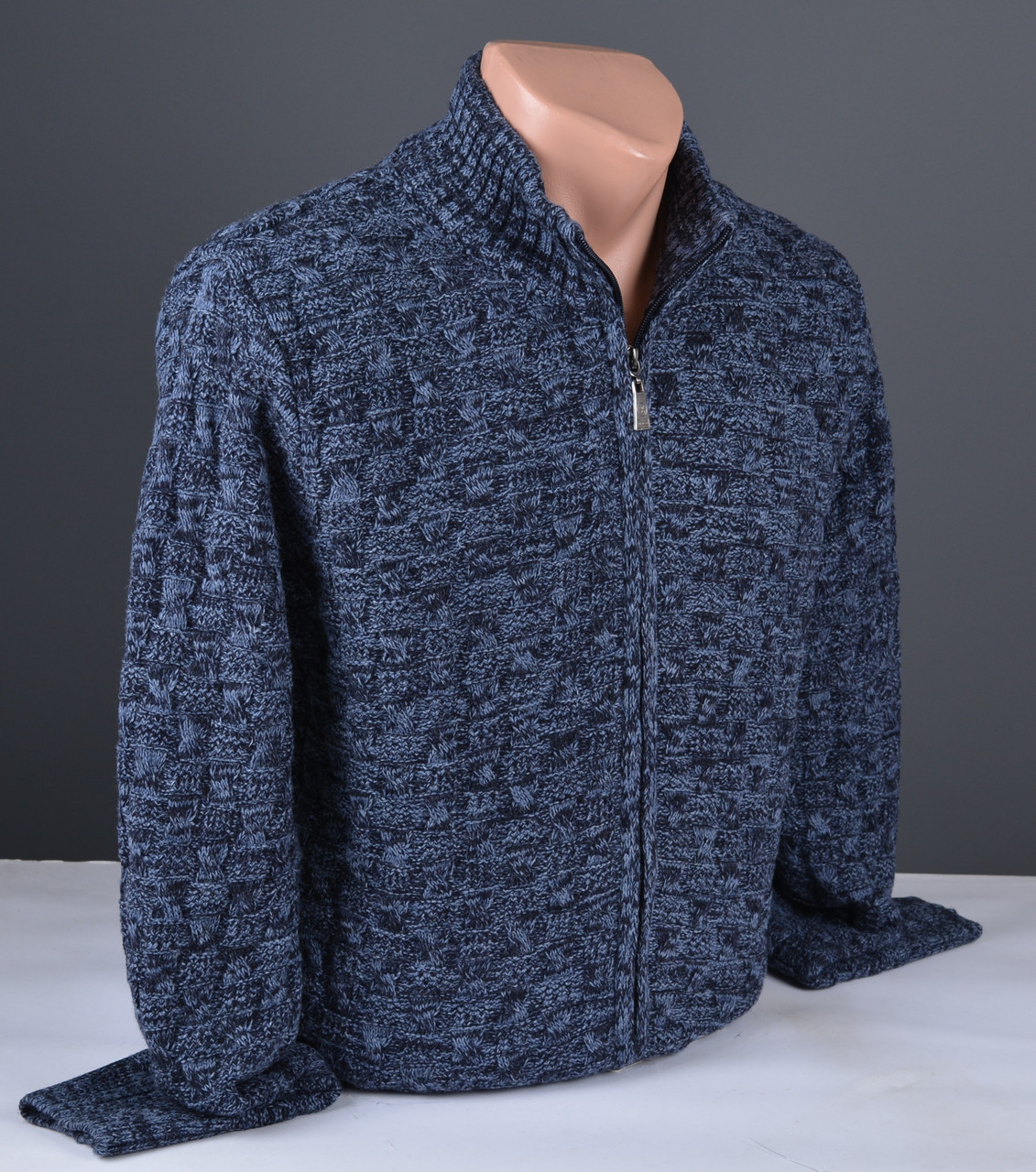 Чоловічий теплий светр на блискавці синій | Чоловіча кофта на блискавці Туречина 7181