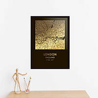 Постер "Лондон / London" фольгований А3, gold-black, gold-black, англійська