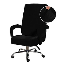 Чохли на офісні стільці крісла 55*69 мікрофібра, чохол на комп'ютерне крісло велюр універсальні Чорний