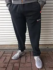 Спортивні штани утеплені на флісі трикотажні великих розмірів із широкою штаниною на високий зріст NIKE, фото 2
