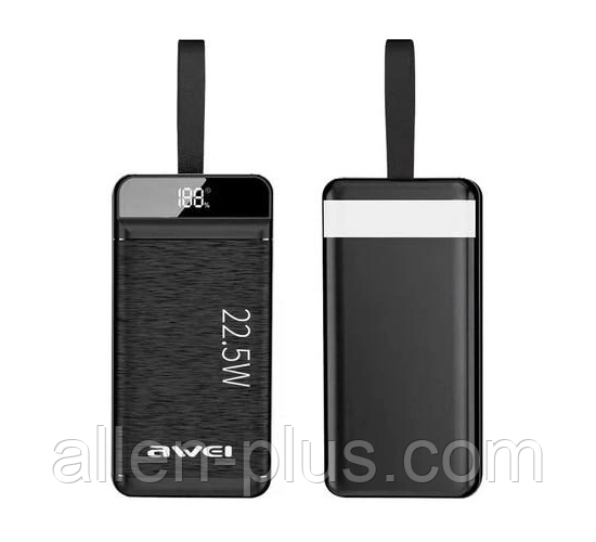 Awei P140K Power Bank портативна батарея, 30000 mAh, 22.5 W, QC, PD (Повербанк, РЕАЛЬНА ЄМКІСТЬ!)