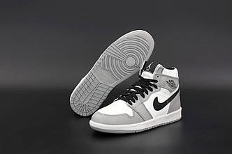 Зимові Жіночі Кросівки Nike Air Jordan 1 Winter Grey Black White (Хутро) 36-37-38-39-40-41