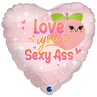 Фольгированный шарик Grabo 18"(46 см) Сердце "Love you Sexy Ass"