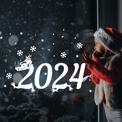 Вінілова інтер'єрна наклейка на Новий рік, Різдво, свято "2024 рік Дракона"