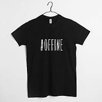 Футболка "#offine" мужская, Чорний, XS, Black, англійська