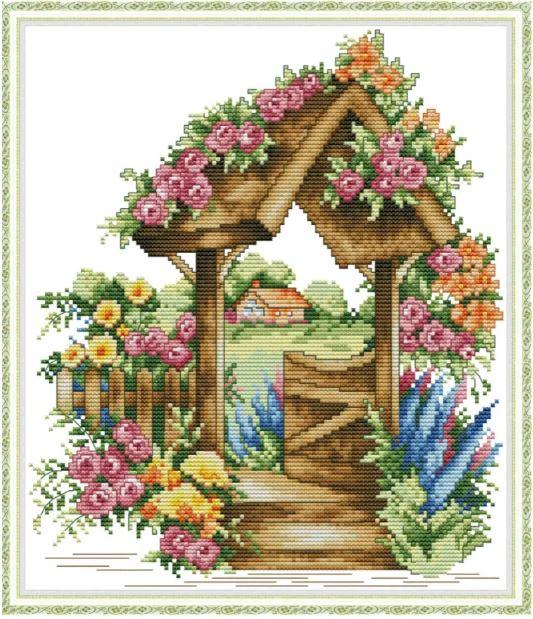 Набір для вишивання за нанесеною на канву схемою "Gate of Wonderland" .AIDA 14CT printed, 29*33 см