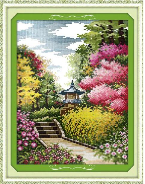 Набір для вишивання за нанесеною на канву схемою "Thick spring" .AIDA 14CT printed, 29*34 см