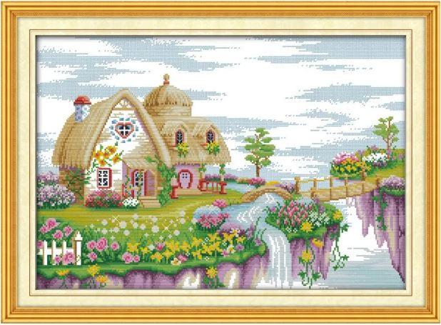 Набір для вишивання за нанесеною на канву схемою "Dream land place". AIDA 14CT printed,54*39см