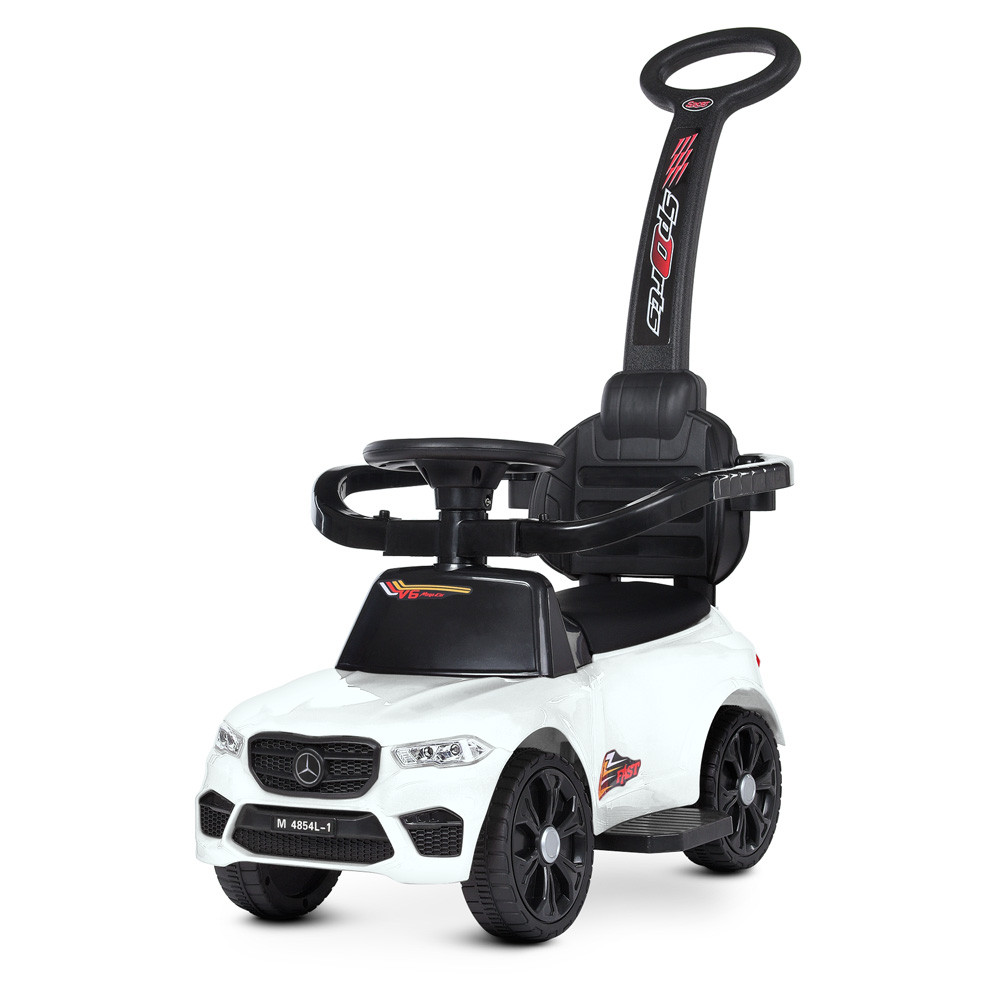 Каталка Толокар Bambi M 4854L-1 Білий з батьківською ручкою та захисним бортиком, фото 1
