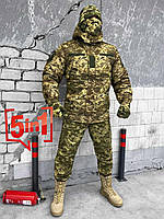 Тактический зимний костюм 5 в 1 саржа пиксель Комплект бушлат штаны шапка баф перчатки на флисе