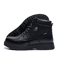 Мужские зимние кожаные ботинки натуральна кожа шнуровка боковая молния Kristan Black Winter Boot черный размер 43