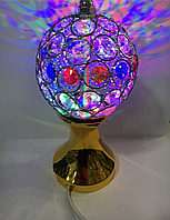 Светодиодный Ночник Диско Шар с Разноцветными Камнями Настольный Проектор от Сети