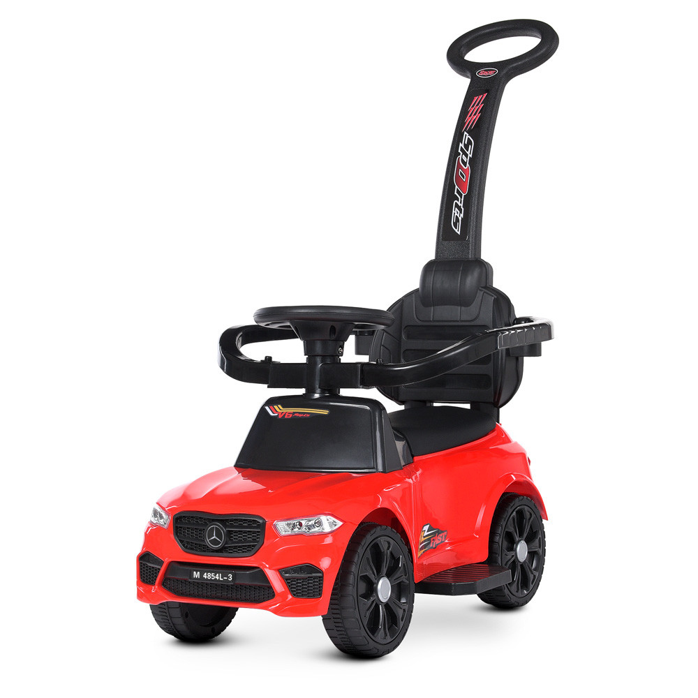 Каталка толокар Bambi M 4854L-3 червоний з батьківською ручкою та захисним бортиком